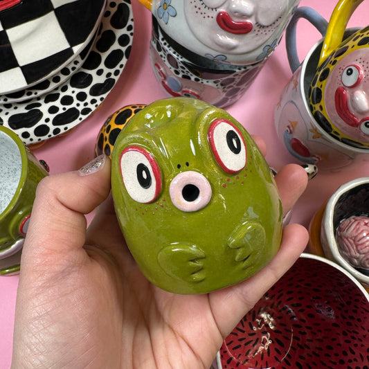 Дымящая башка "Лягушка", подставка для конусных благовоний