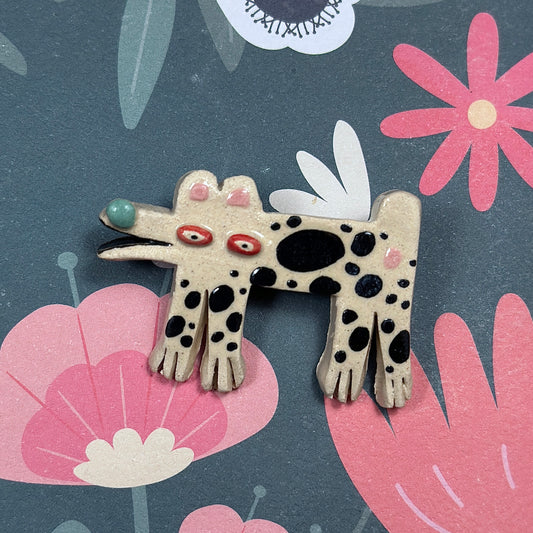 "Dalmatian" Ceramic Brooch