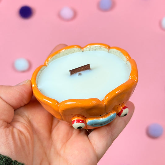 Small Pumpkin Soy Candle with Wooden Wick and Cookie Scent