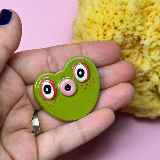 Ceramic brooch "Frog"