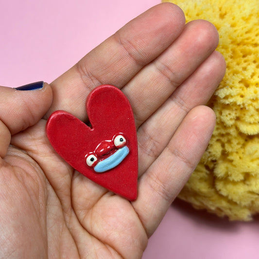 Ceramic brooch "Red heart"