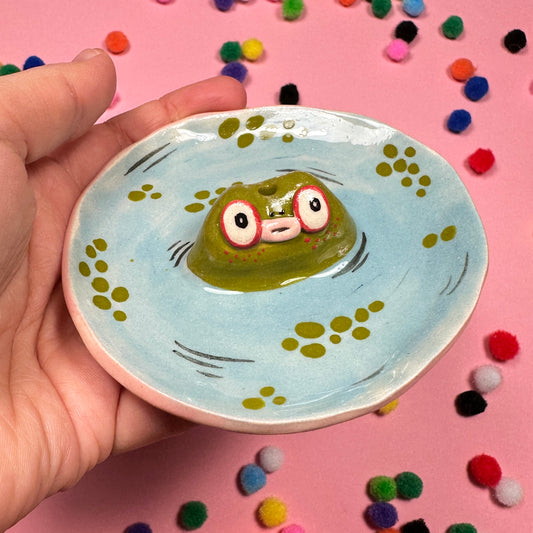 Incense and jewelry holder "Frog in the pond"