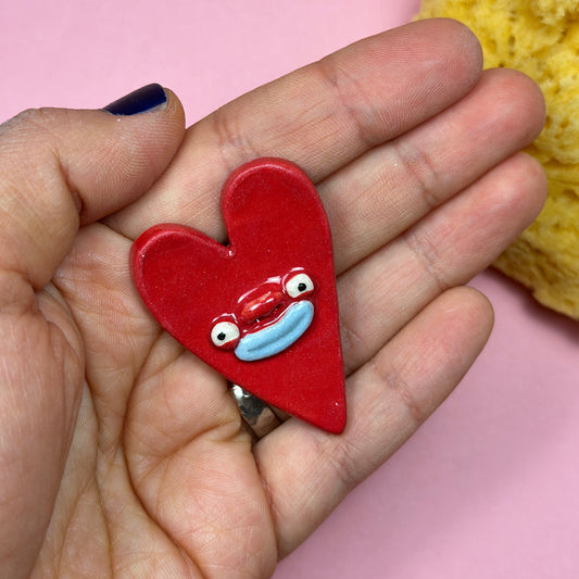 Ceramic brooch "Red Heart"