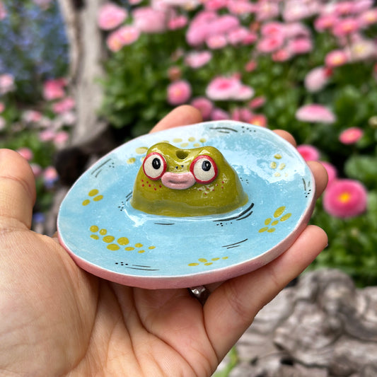 Incense and Jewelry Holder "Frog in a Pond"