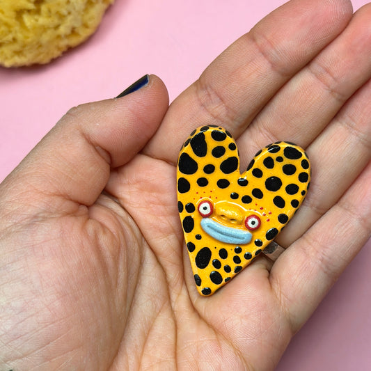 Ceramic brooch "Spotted Heart"