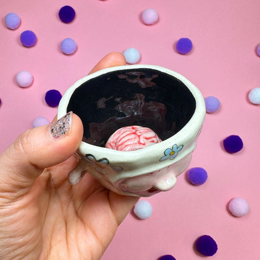 Спящая пиала с мозгом и цветочным принтом, 70мл