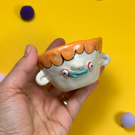 Red-headed tea bowl with a brain, 55ml