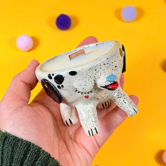 Small Dog Soy Candle with Wooden Wick and Cookie Scent