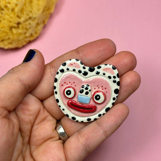 Ceramic brooch "White Leopard"