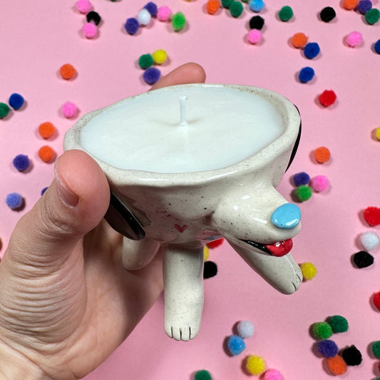 Candle with the scent of sweet cookies "Puppy with hearts"