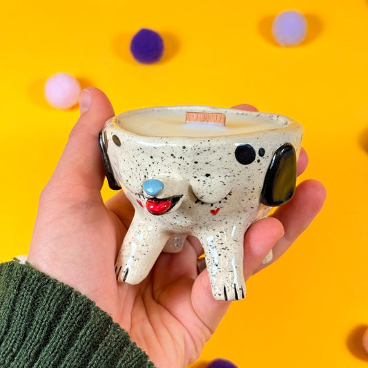 Small Dog Soy Candle with Wooden Wick and Cookie Scent