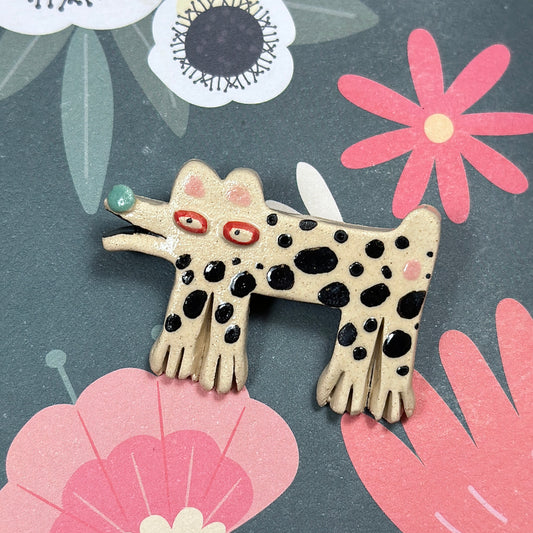 "Dalmatian" Ceramic Brooch