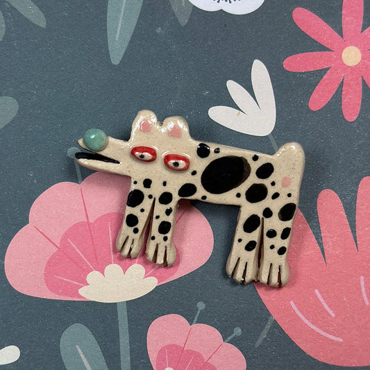 "Dalmatian" Ceramic Brooch