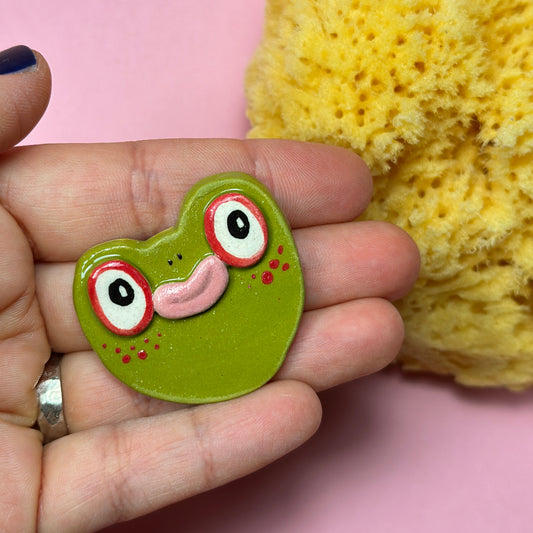 Ceramic brooch "Frog"