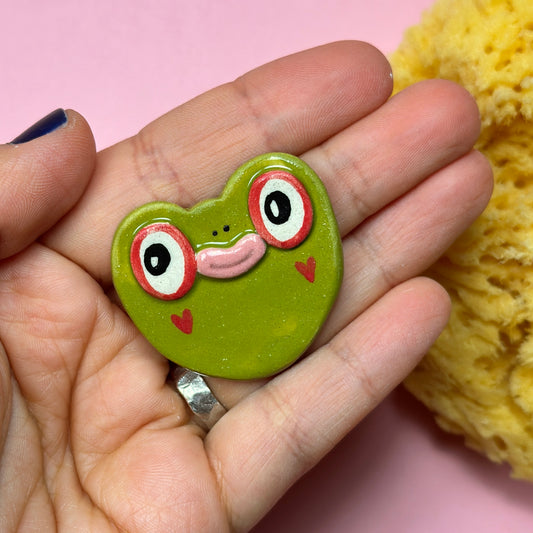 Ceramic brooch "Frog"