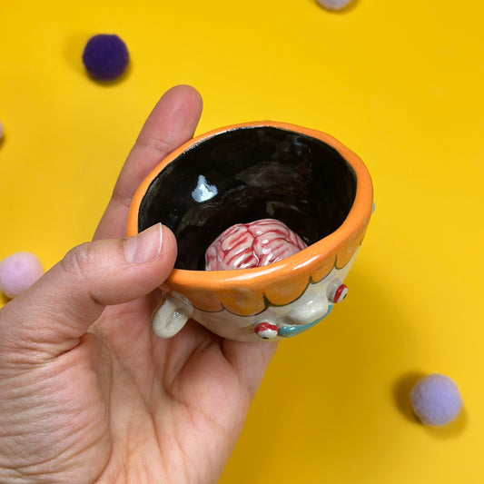 Red-headed tea bowl with a brain, 55ml