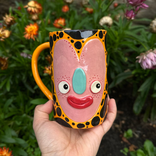 Orange spotted mug, 530 ml